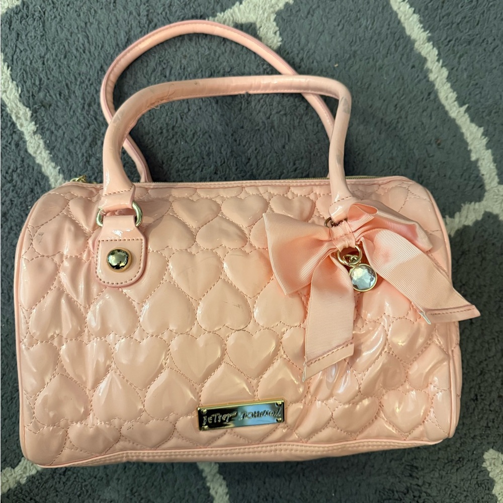 Betsy Johnson Pink Quilted Handbag with Bow